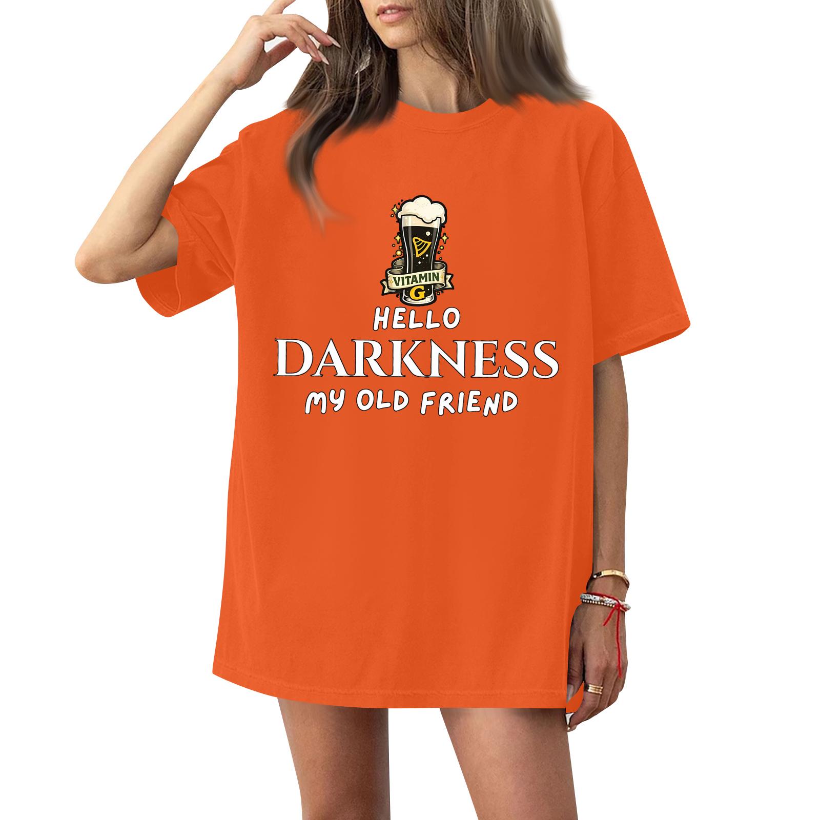 

Women s Casual Fashion Round Neck St. Patrick Print Short Sleeve T-Shirt Top XXXXL помаранчевий