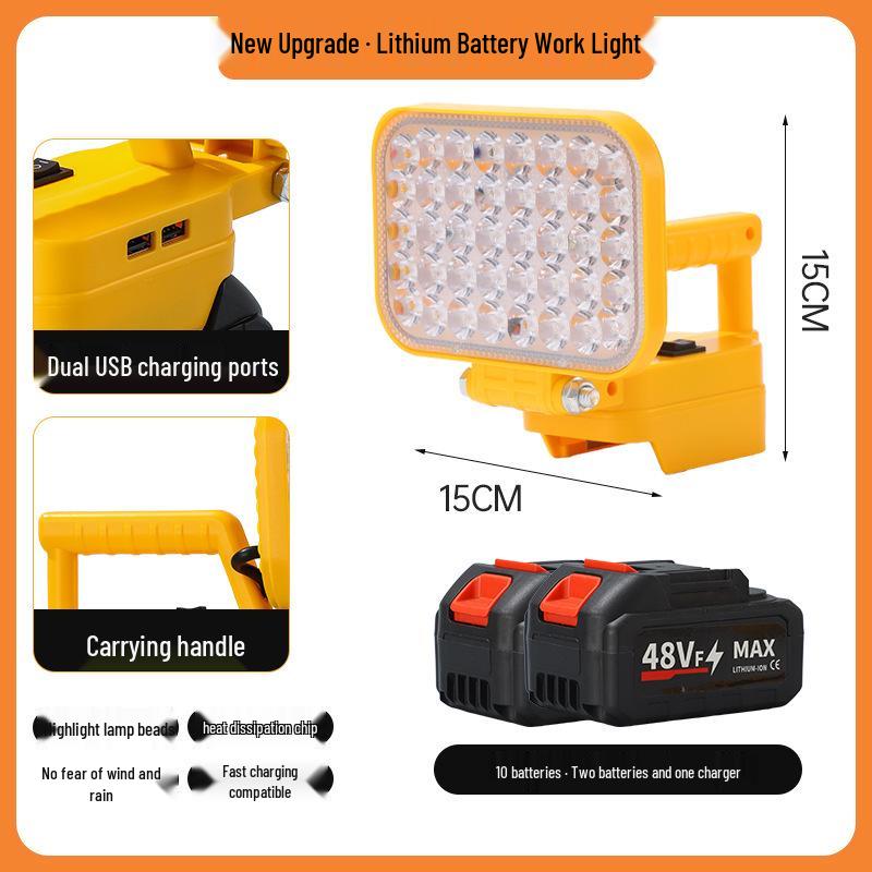 Portable Emergency Lithium Battery Floodlight for Camping, Construction, and Car Repairs