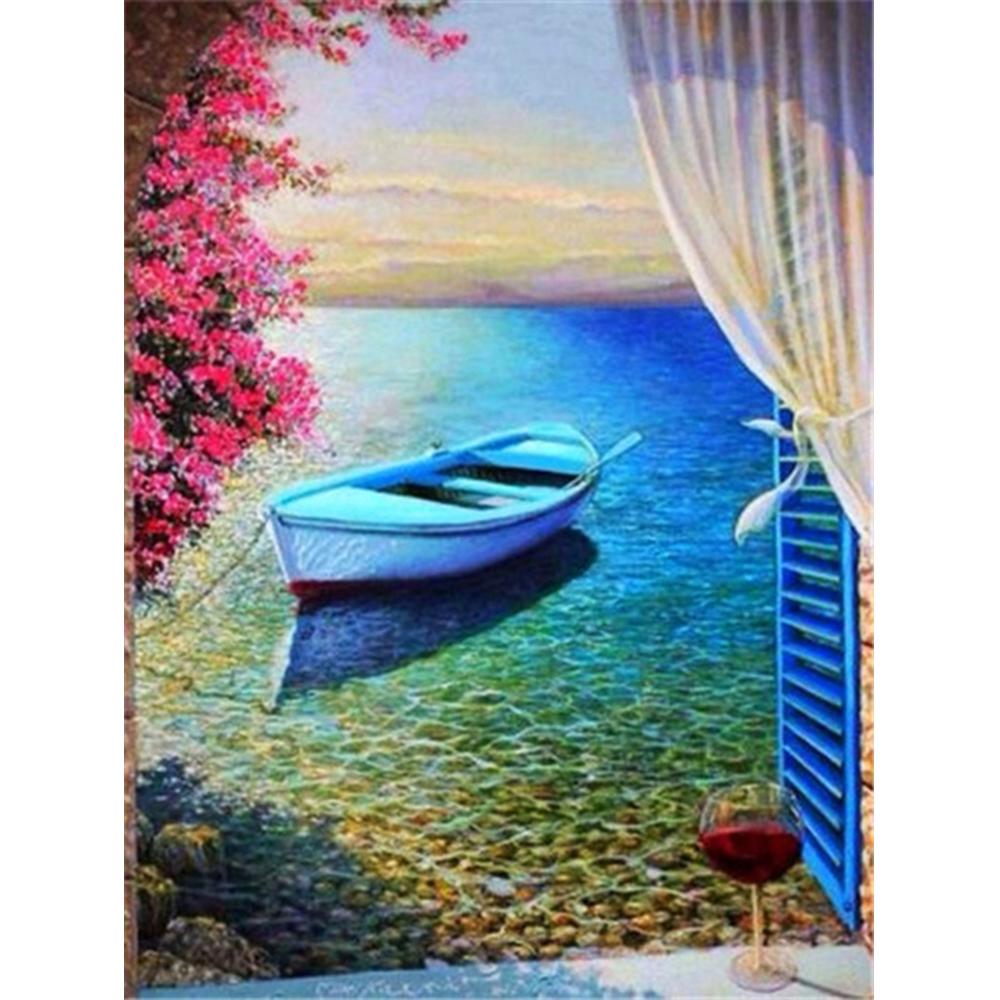Diamond Painting Seaside Full Square Cross Stitch Kits 5D Diamond Embroidery Landscape Mosaic Door Needlework Home Decor