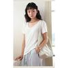 New Spring and Summer Silk Bottoming Shirt Women's Lyocell Goose Egg Neck Short Sleeve Top