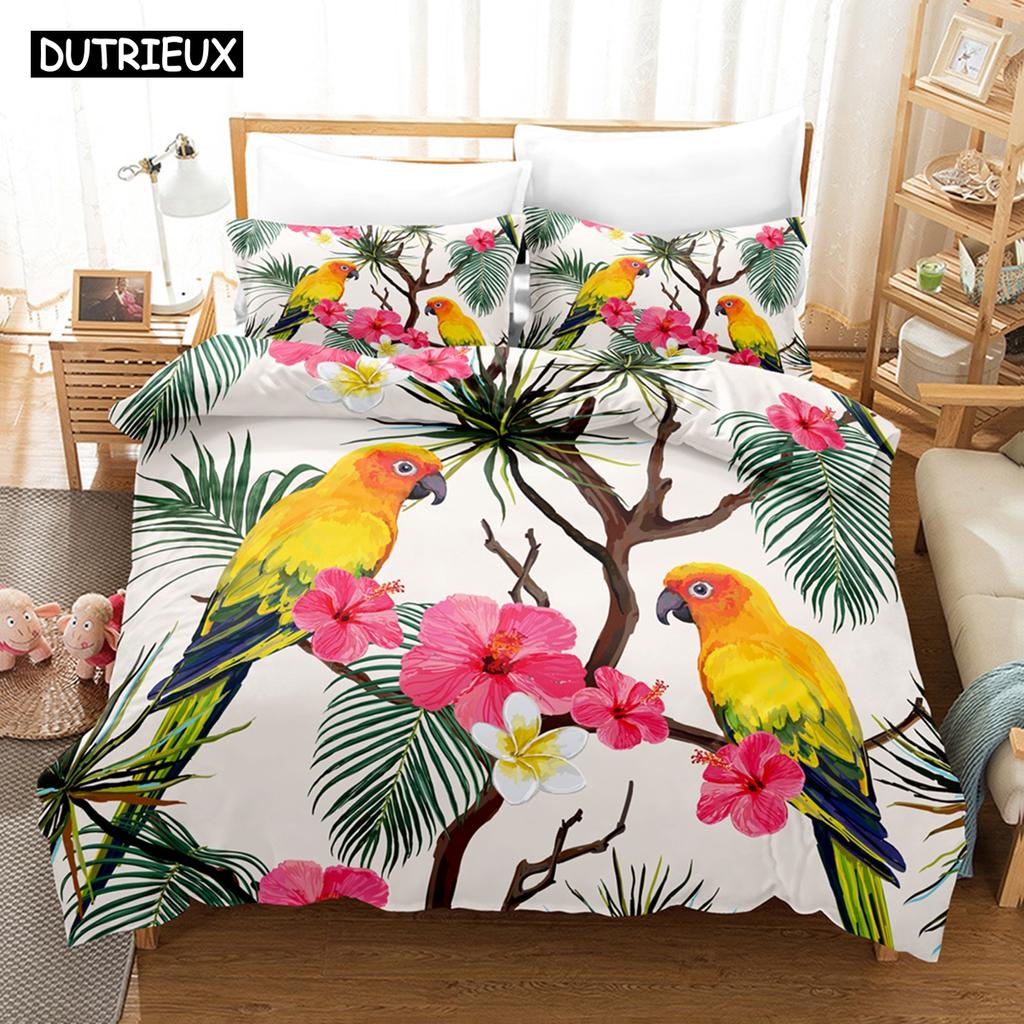 3D Printed African Parrot Bedding Set Down Quilt Cover With Pillowcase Double SIngle King 3D Printed Anime My Dress-U