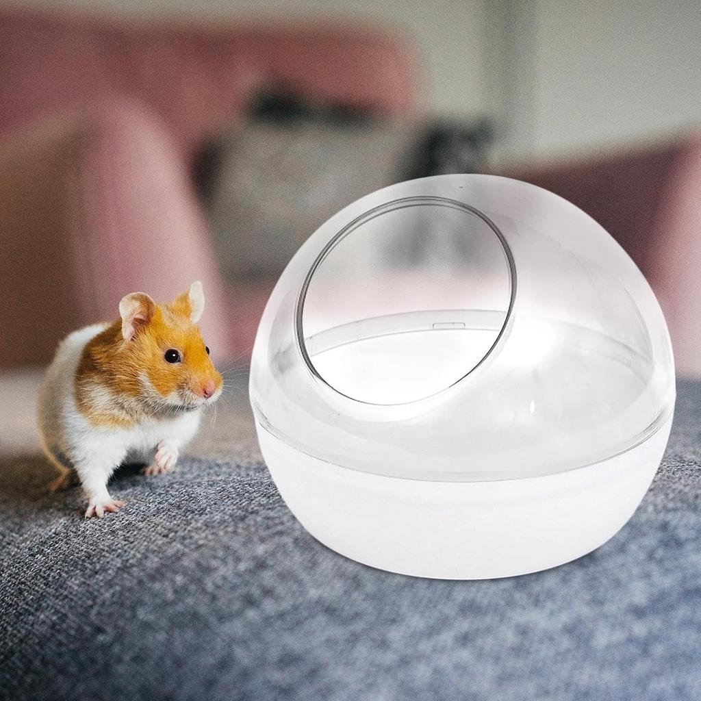 Hamster Sand Bath Toilet Bathtub Pet Bathroom Cute Shape Clear Bath House Hamster Sand Bath Container for Chinchilla Hedgehog, Transparent