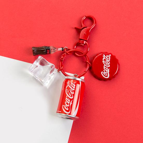 Key Chain Delicate Craft Cartoon High Simulated Funny Couple Accessory Decorative Portable Red Cola Bottle Keychain Car Pendant