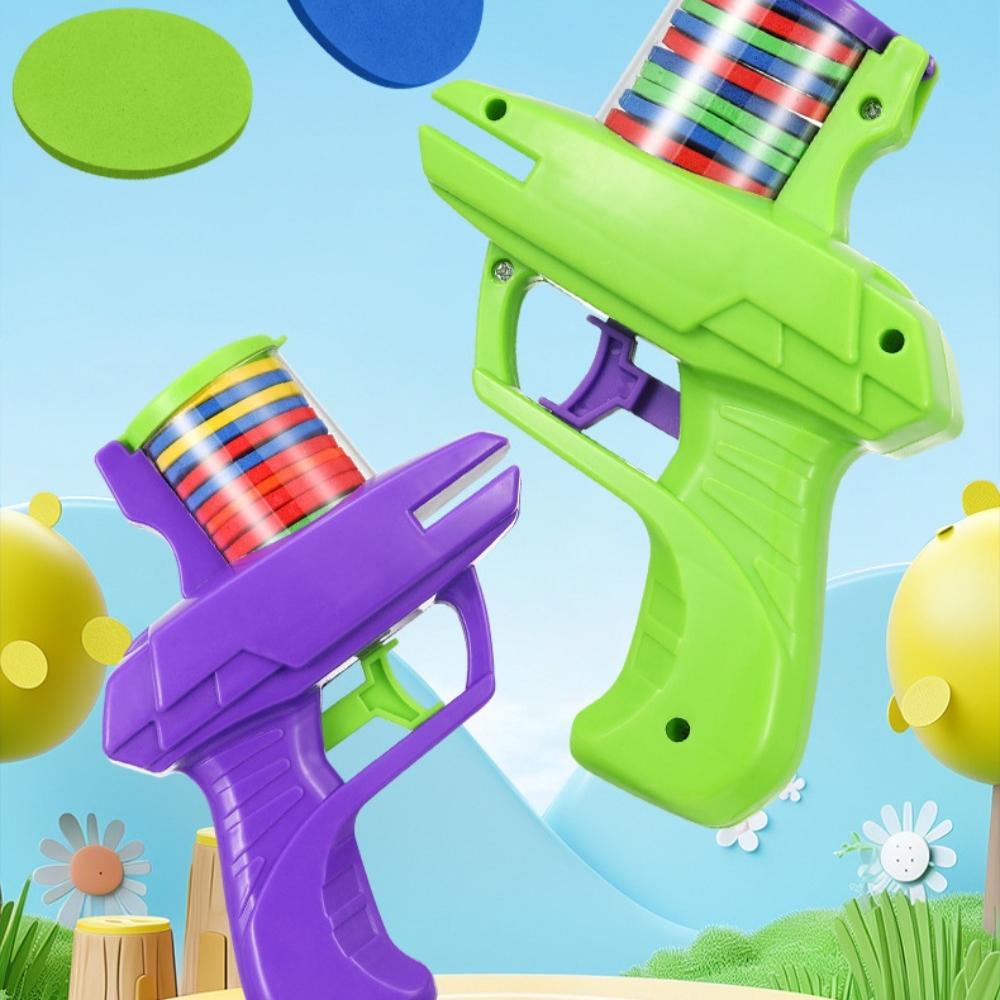Giocattolo per bambini all'aperto con pistola a disco in schiuma, lanciarazzi con disco volante, giocattolo interattivo per bambini con doppio genitore-figlio