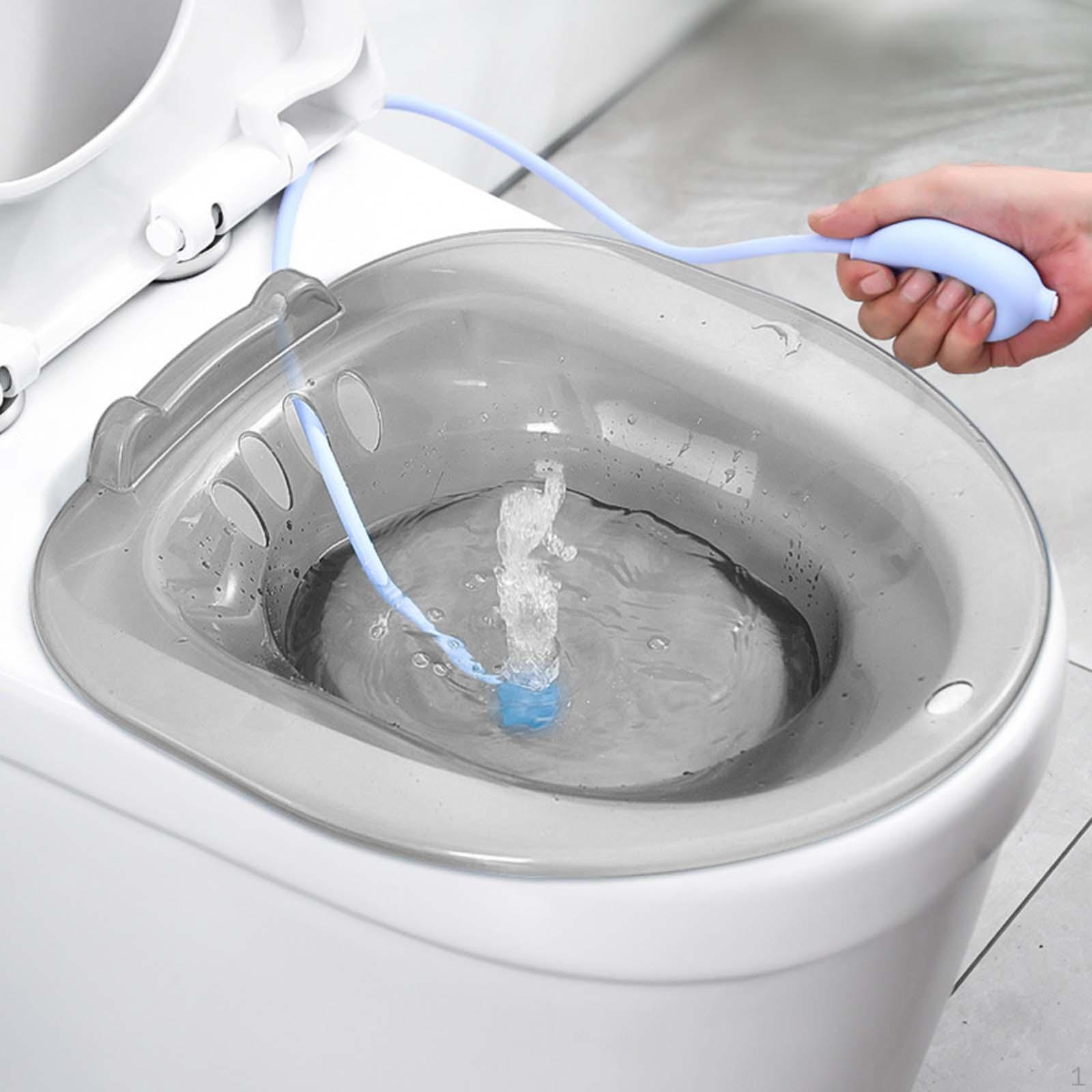 

Comfortable Toilet Seat Basin with Flusher for Elderly And Women Grey B
