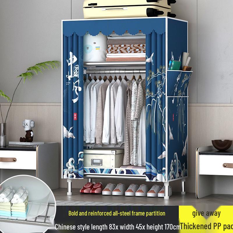 Sturdy All-Steel Cloth Wardrobe: Durable Bedroom Storage Cabinet for Easy Assembly