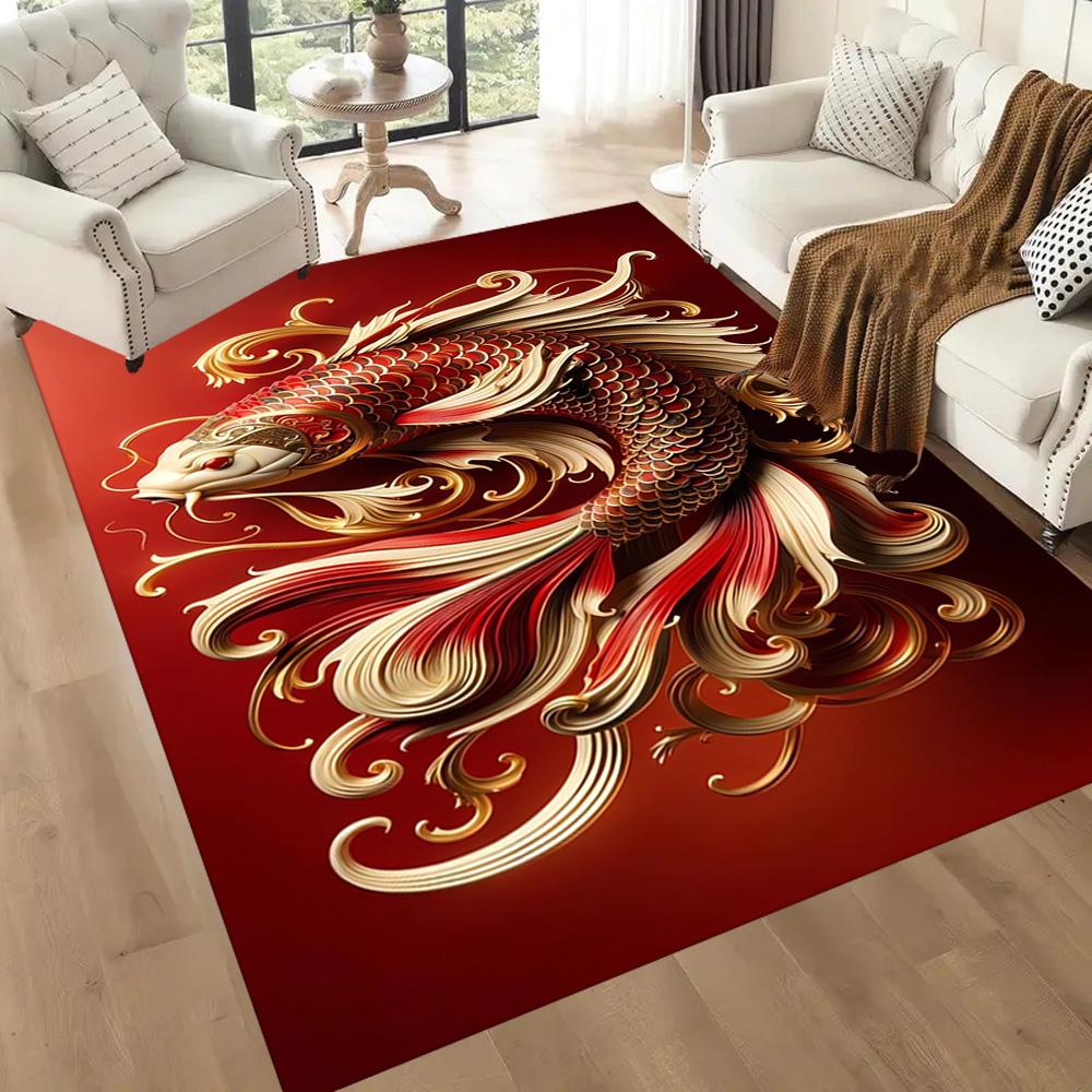 Koi Fish Swimming In Water Floor Mats for Living Room, Bedroom and Room Decoration Are Suitable for Gifts.