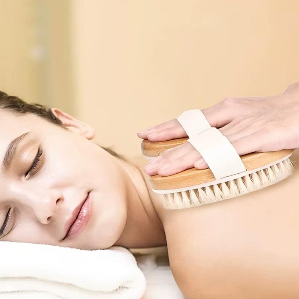 SPA Wooden Body Brush Natural Boar Bristle Organic Dry Skin Body Brush Bamboo Wet Back Shower Brushes Exfoliating Bathing Brush