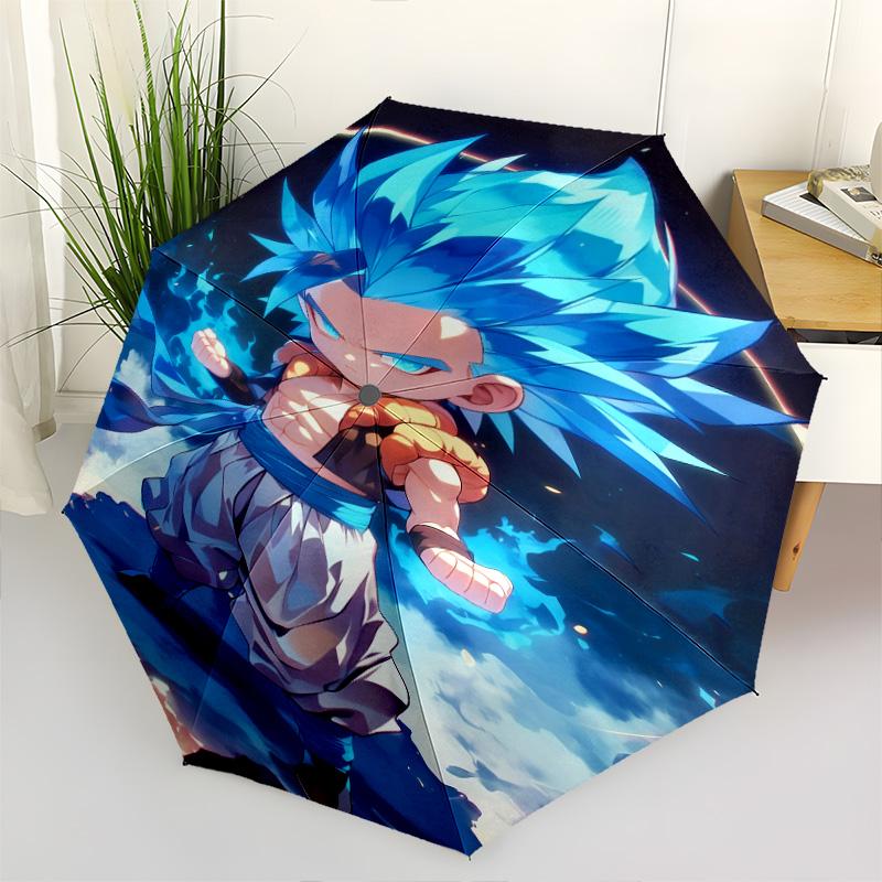 1 PC Automatic Folding Umbrella - Vegeta Pattern Portable Foldable Design With 8 Ribs Christmas Birthday Gifts