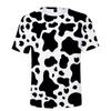 Camiseta de Talla Grande con Estampado de Vaca para Hombre Camisetas Coloridas de Dibujos Animados Impresas en 3D Casual Calle Tops Sueltos Camisetas de Manga Corta con Cuello Redondo