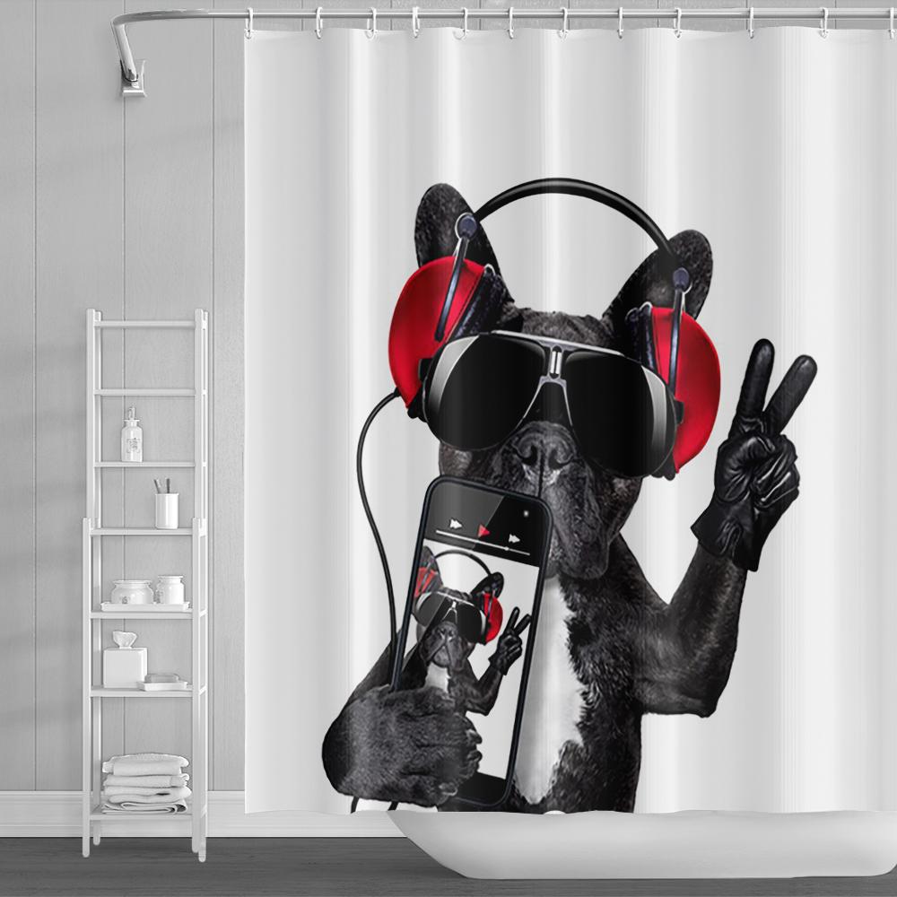 Cortină de duș amuzantă cu pisici, desene animate, pisici drăguțe, câine, cortină de duș pentru copii pentru baie, poliester impermeabil, decor pentru casă, cortine de duș