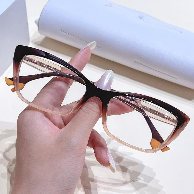 Fashion Cat Eye Reading Blue Light Glasses Women Gradient Green Casual Eyeglasses Spring Hinge Optical Prescription Glasses