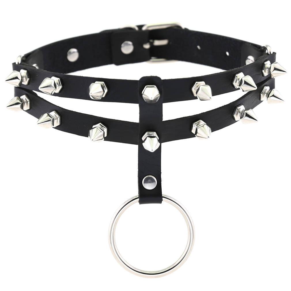 DIEZI Different Style Hip Hop Leather Choker Necklace Women Men Harajuku Gothic Punk Sexy Circle Tassel Chain Necklace Jewelry
