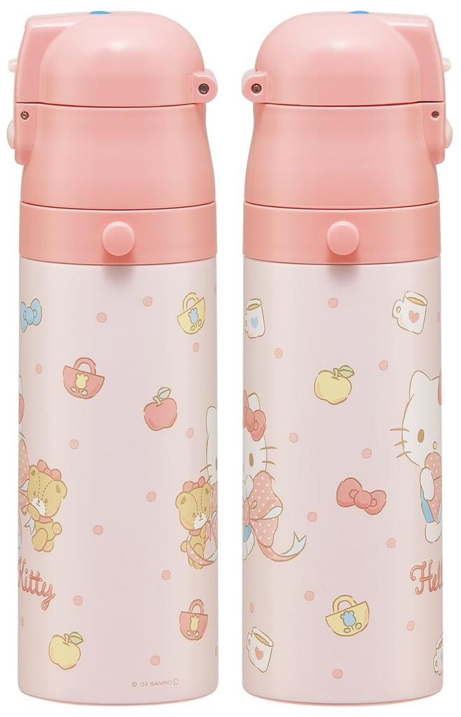 Skater Stainless Steel Water Bottle Direct Drinking 470ml Cup Drinking 430ml Lightweight Type Sanrio Hello Kitty Big Ribbon Girls Thermal Insulated