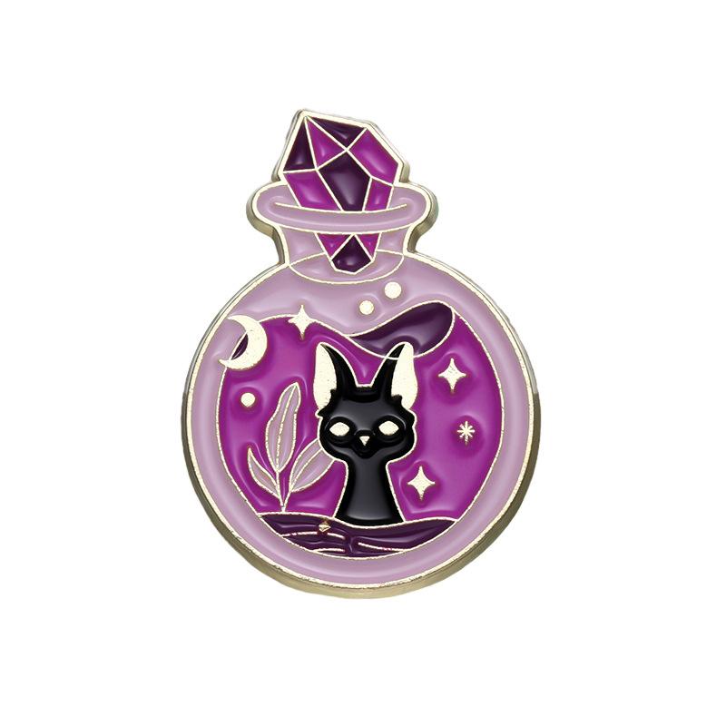 

Gorgeous Cat Inspired Brooch With Purple Hat And Potion For Individual Statement Style XZ8472