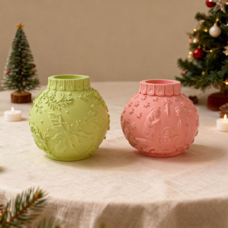 Decorative Silicone Ball Candle Mould Floral Embossing Designs Suitable For Handmade Decoration And Thoughtful Presents