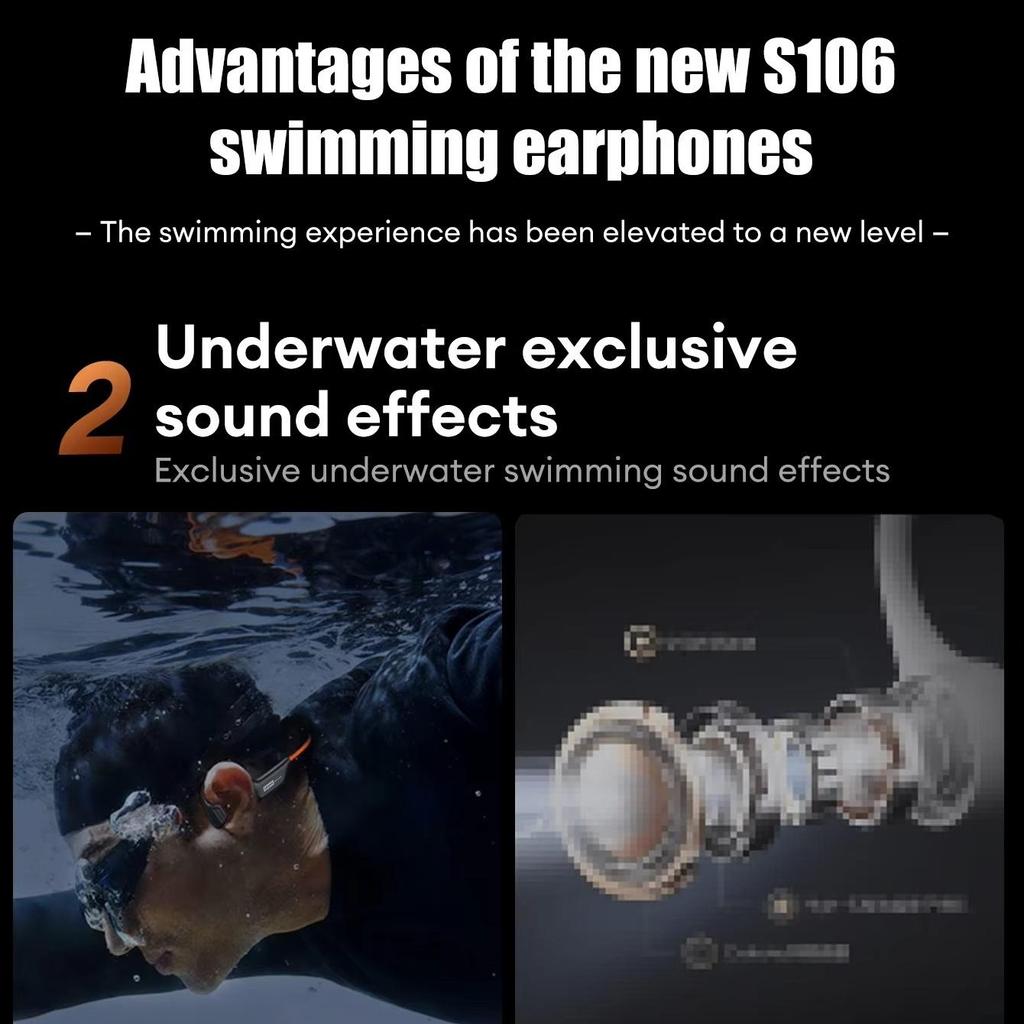 Original Lenovo S106 Knochenschall-Kopfhörer Bluetooth 6.0 IPX8 Wasserdichte Kopfhörer 32GB MP3 HIFI Ohrhörer Mit Mikrofon Zum Schwimmen