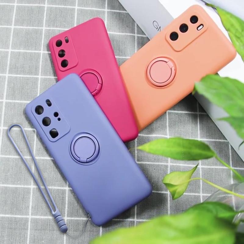 Magnetic Ring Holder Stand Case For Samsung Galaxy S21 Ultra S22 Plus Note 20 S20 FE S10 A51 A71 A50 Liquid Silicone Soft Cover