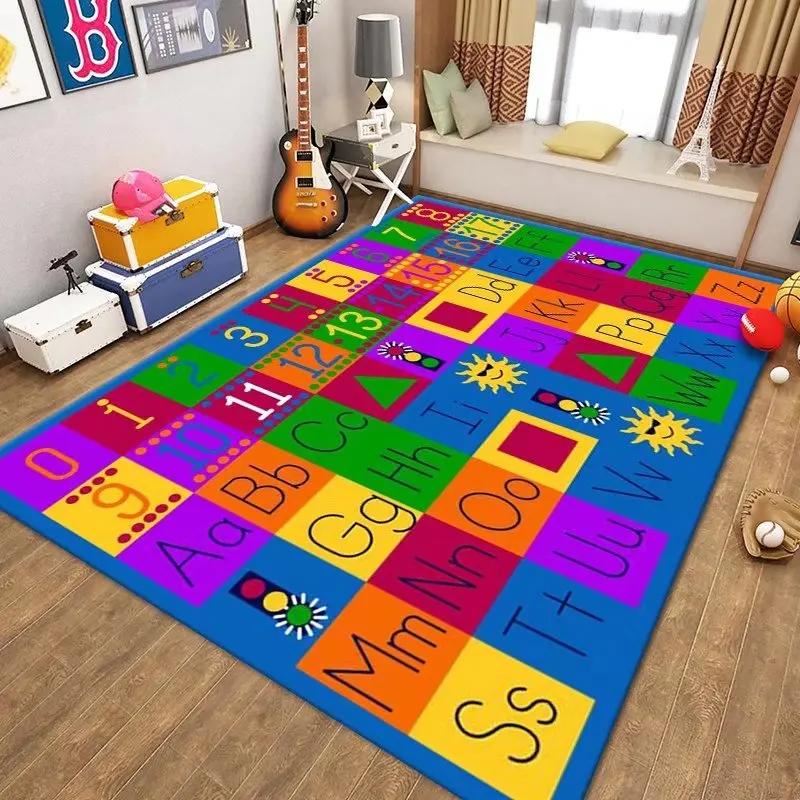 Cartoon Alphabet Carpet Carpets for Living Room Bedroom Washable Floor Mat Large Area Rugs Children's Room Decor Anti-slip Rug