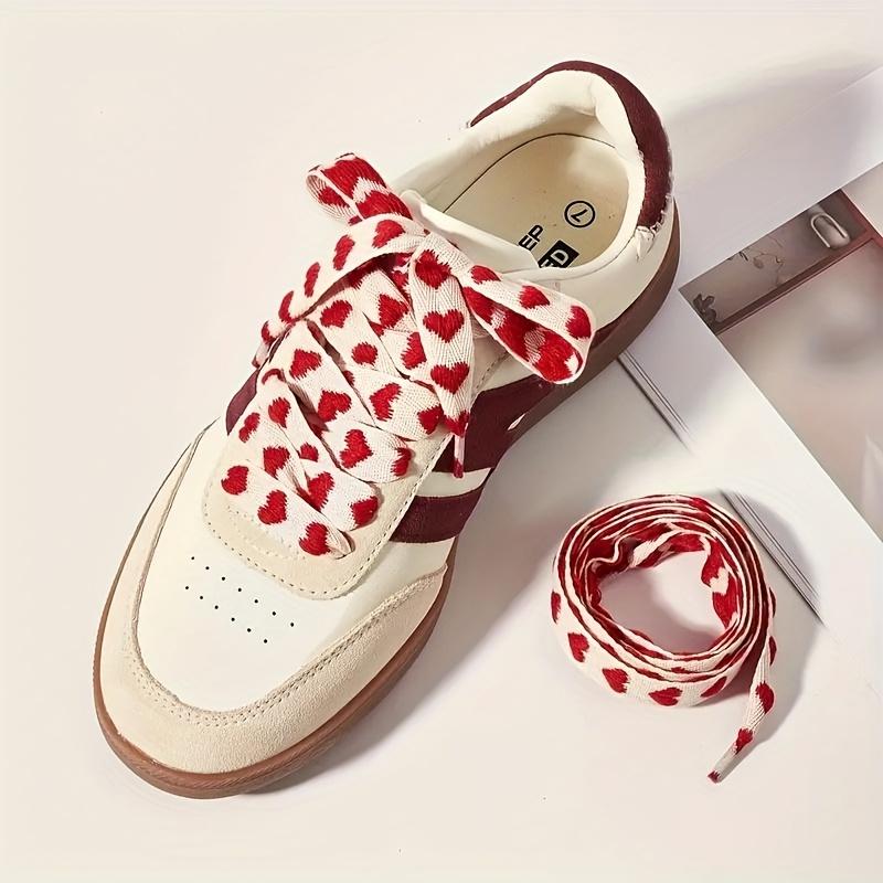 Modische Rote Herz-Flachsenkelschnüre - Strapazierfähiges Acetat, für Sport-/Freizeitschuhe, Leicht zu bindendes Design