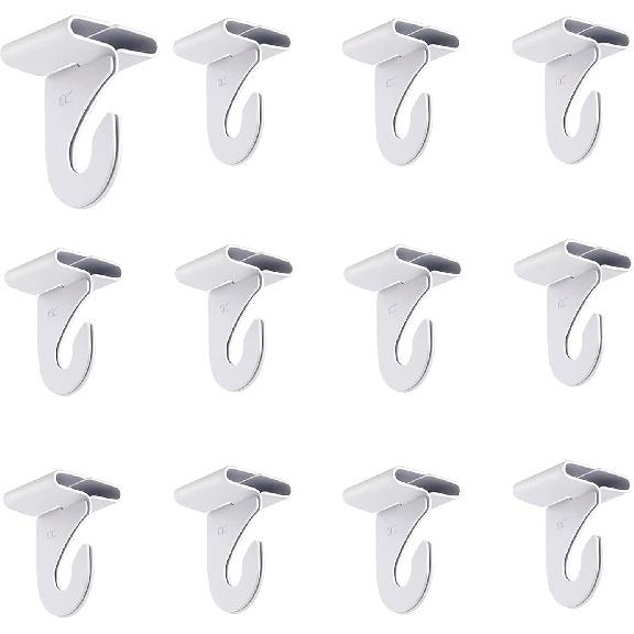 8 Pair Drop Ceiling Hooks for Hanging,White Heavy Duty Ceiling Hooks,Metal T-Bar Hooks,Suspended Ceiling Tile Hook Ceiling Clips for Home Classroom