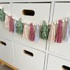 Christmas Garlands Decoration Cotton Tassels Garlands with Wood Beads Wall Hanging Bunting Banners Decors for Mantel