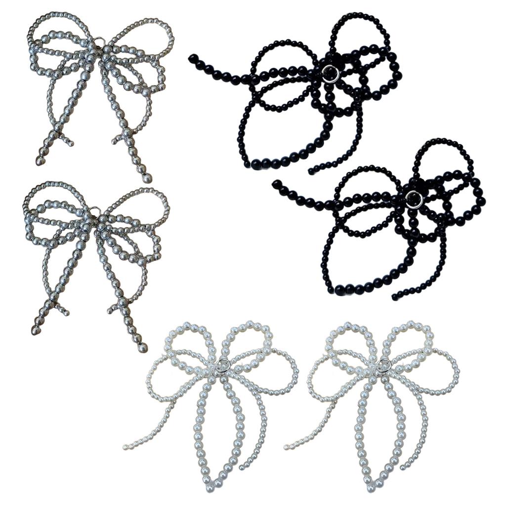 6Pcs Beaded Pearls Bowknot Shoe Buckles Stylish Butterfly Footwear Decorations Unique Shoe Accessories for Women