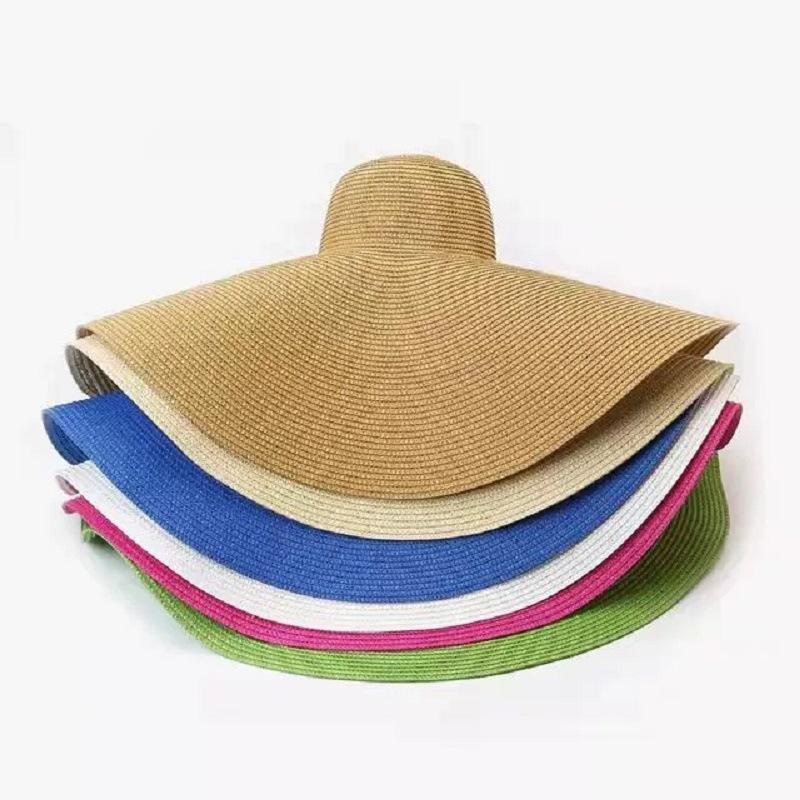 Chapéus de Palha Grandes para Praia para Mulheres Aba Larga Extra Grande Viseira Solar de Verão Dobrável Grande Chapéu de Praia para Mulheres Dobrável