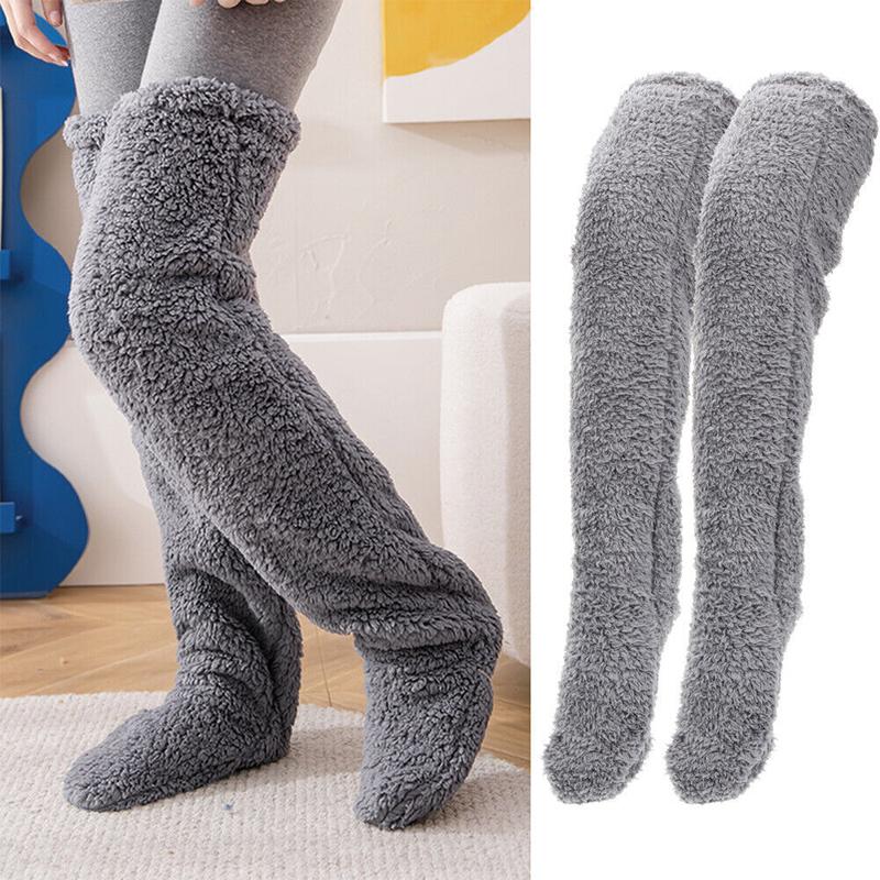 Over Knee High Fuzzy Long Socks Plush Stockings Leg Warmers Winter Home Sleeping Socks Keeping Warm Socks Christmas Gift