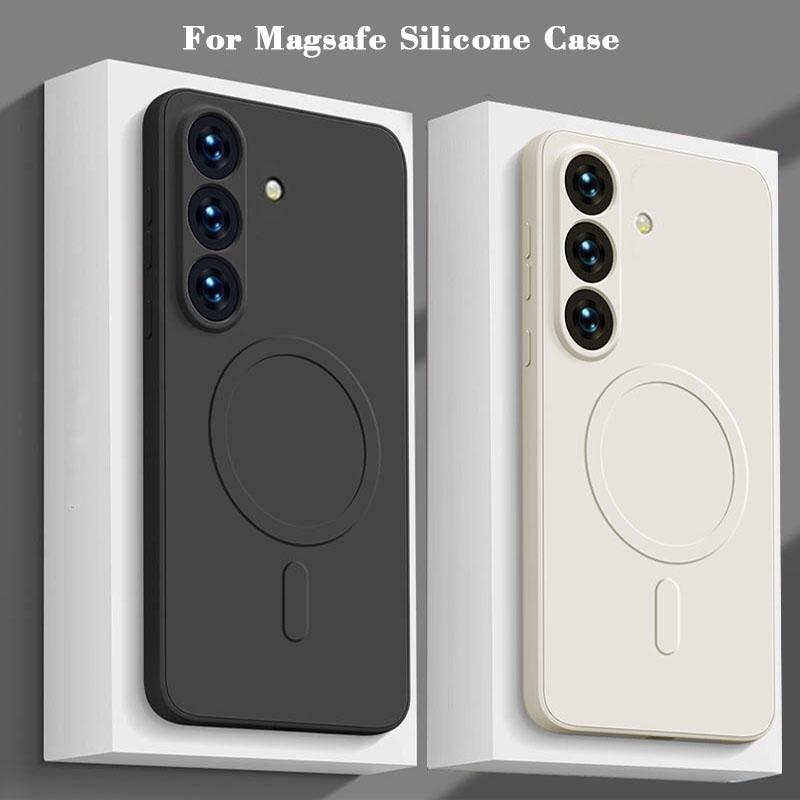 Liquid Silicone Magnetic Shockproof Case For Samsung Galaxy S25 Edge S24 Ultra S23 FE S22 Plus For Magsafe Wireless Charge Cover