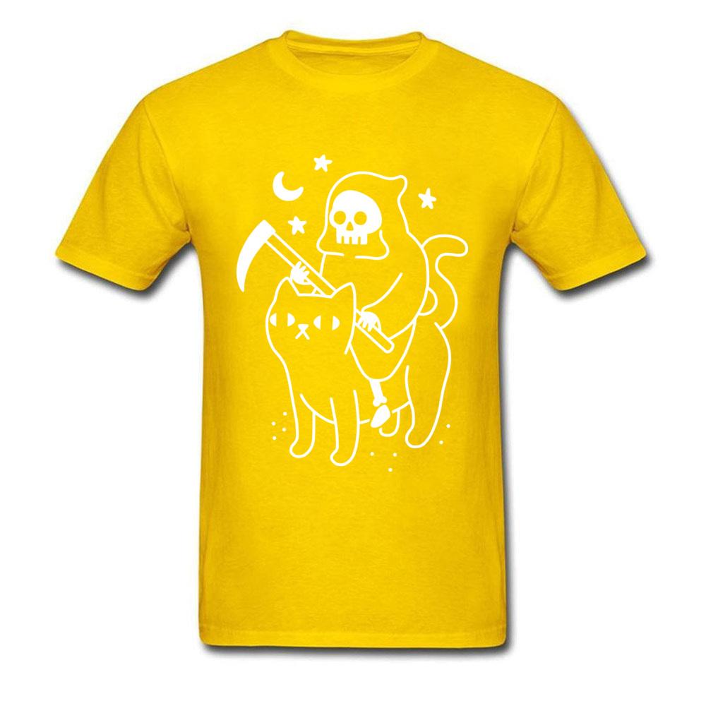 Grim Death Rides A Black Cat TShirt Funky Short Sleeve Unique Unisex Tees All Cotton Round Neck Unisex Tee Shirts Summer Sweater