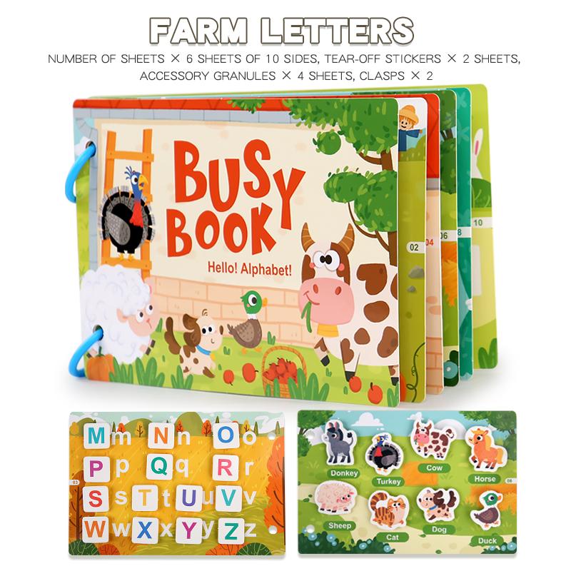 Montessori Baby Busy Book My First Quiet Book Early Learning Educational Toy Children Matching Game for Babies Aged 2-3 Years