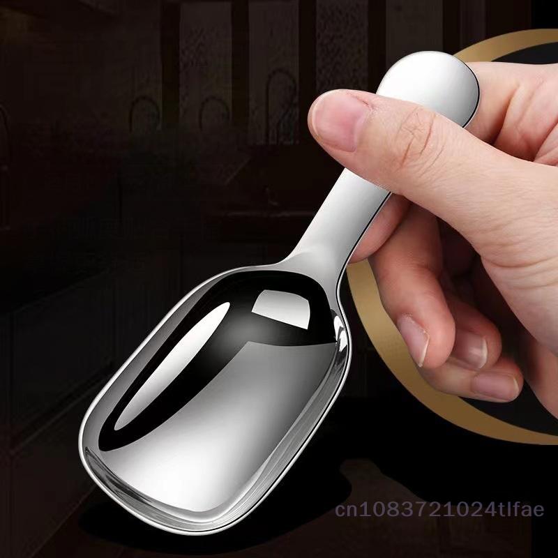 1 Stück Edelstahl Kuchen Dessertlöffel Kurzer Griff Quadratischer Löffel Mini Süßer Teelöffel Salzlöffel Kaffeelöffel Küchengeschirr