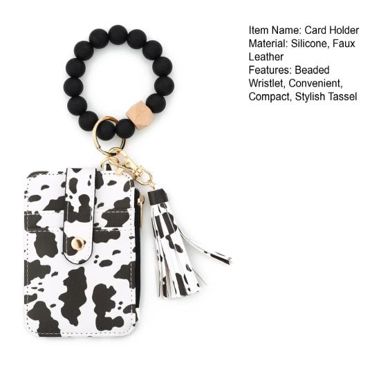 Chaveiro Pulseira de Silicone Carteira Feminina Wristlet de Contas Porta-Cartões Carteira Slim com Bolso com Zíper para Compras Encontros Presente de Aniversário