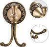 Bathroom Towel Holder, Wall Mounted Round Antique Brass Towel Ring Antique Hooks Double Hooks Bathroom Accessories