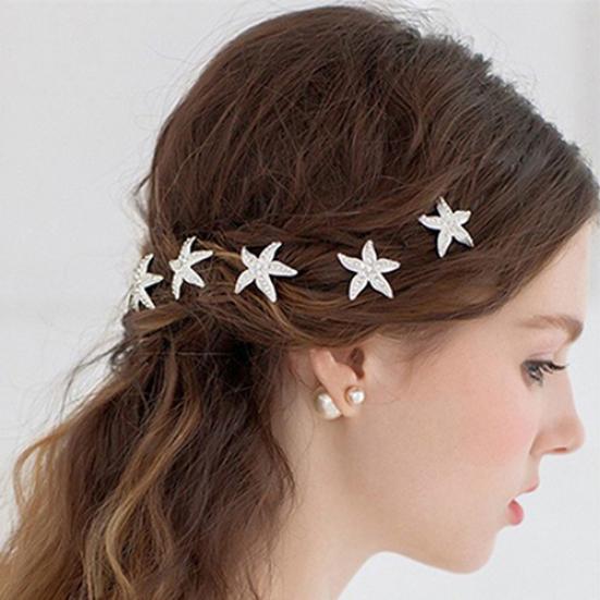 6 Pcs Starfish U Shape Braid Headwear Wedding Party Hairpin Hair Accessories