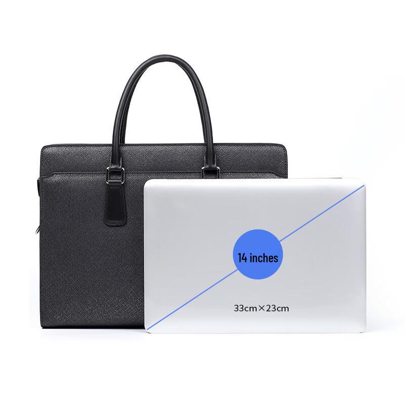 SCHWARZETIENNE Men's Genuine Leather 14-inch Business Briefcase