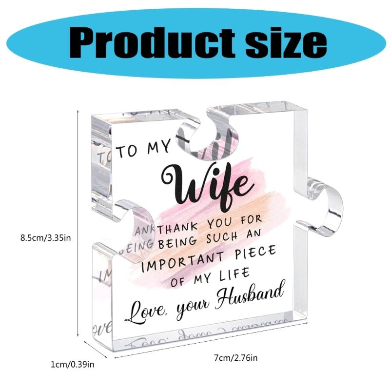 Engraved Acrylic Block Puzzle Piece Desk Display Gift for Mom Grandma Wife on Mothers Day from Daughter Son