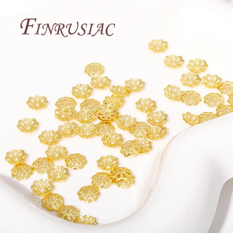 5mm 6mm 8mm Bead Caps For Jewelry Making 18K Gold Plated Brass Flower Bead Caps For DIY Bracelets Accessories Findings
