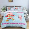 3D Cute Girls Strawberry Shortcake Bedding Set Colorful Cartoon Strawberry Girl Pattern Duvet Cover Pillowcase Home Decor Room
