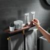 Solid Wood Bathroom Towel Rack Shelving Rack Wall Hanging Storage Hanging Rack Dresser Storage Rack Bathroom Brushed Gold