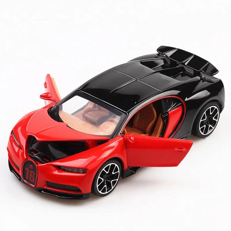 1:32 Chiron Sports Car Model Toys Alloy Diecast Supercar Pull Back Doors Opened Sound Light Racing Vehicle Models for Kids Gifts