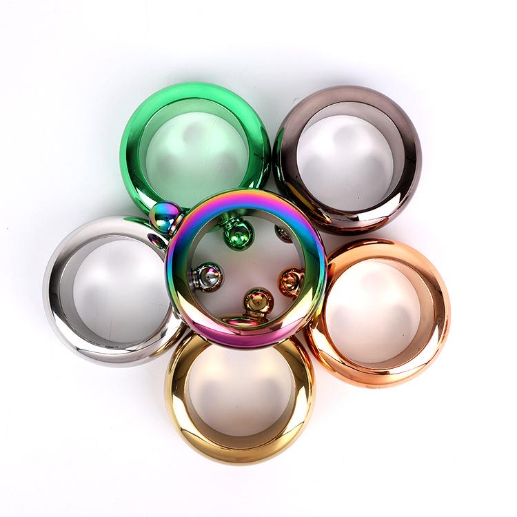 Rose Gold Round Bracelet Flask with Funnel - 304 Stainless Steel Stainless Steel Natural