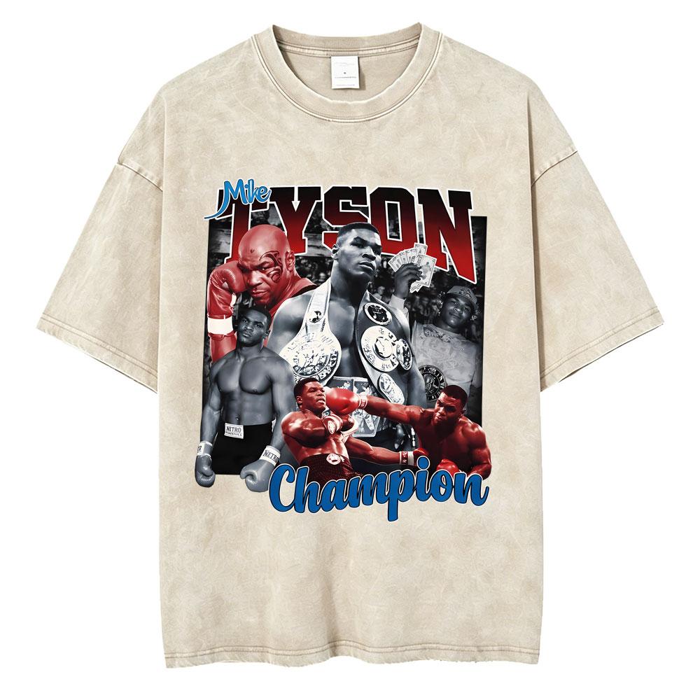 Gewaschenes Vintage Mike Tyson Prime Merch T-Shirt Herrenkleidung Hip Hop Gothic Rock T-Shirt Herren Fitnessstudio Übergroße T-Shirts Oberteile