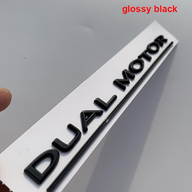 DUAL MOTOR Unterstrichene Buchstaben Emblem für Modell 3 Auto Styling Umrüstung Hochleistungs-Kofferraumabzeichen Aufkleber Chrom Schwarz
