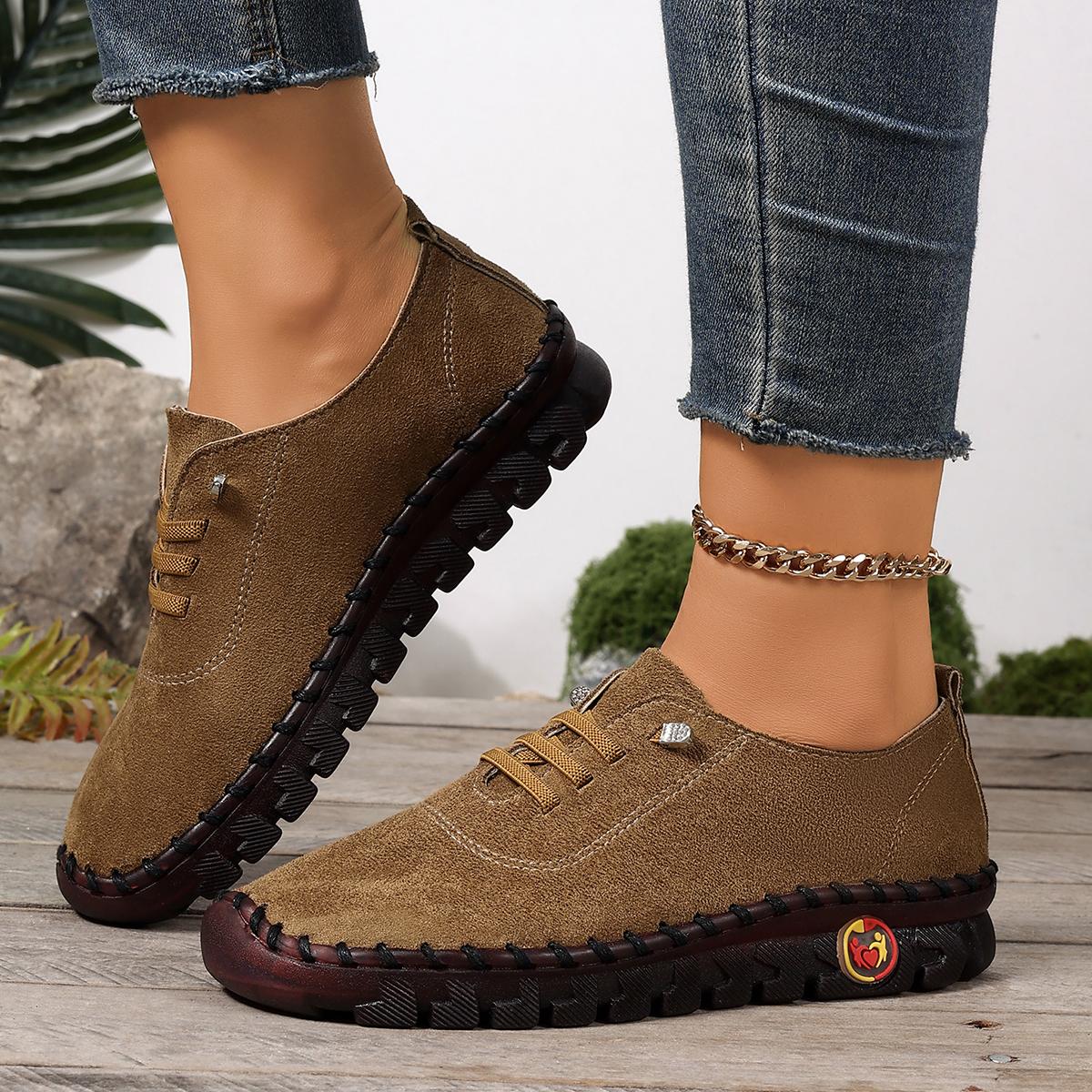 

Мода 2025 Новые женские кроссовки Ретро Большой размер Одинарная обувь для женщин Весенне-летние лоферы Мягкая подошва Римские Дышащие кроссовки Женские 36 коричневый