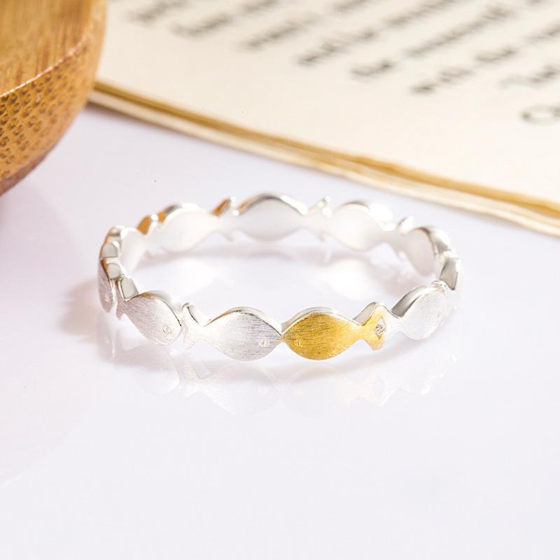 

Simple silver-plated simulation fish ring couple ring jewelry No. 13
