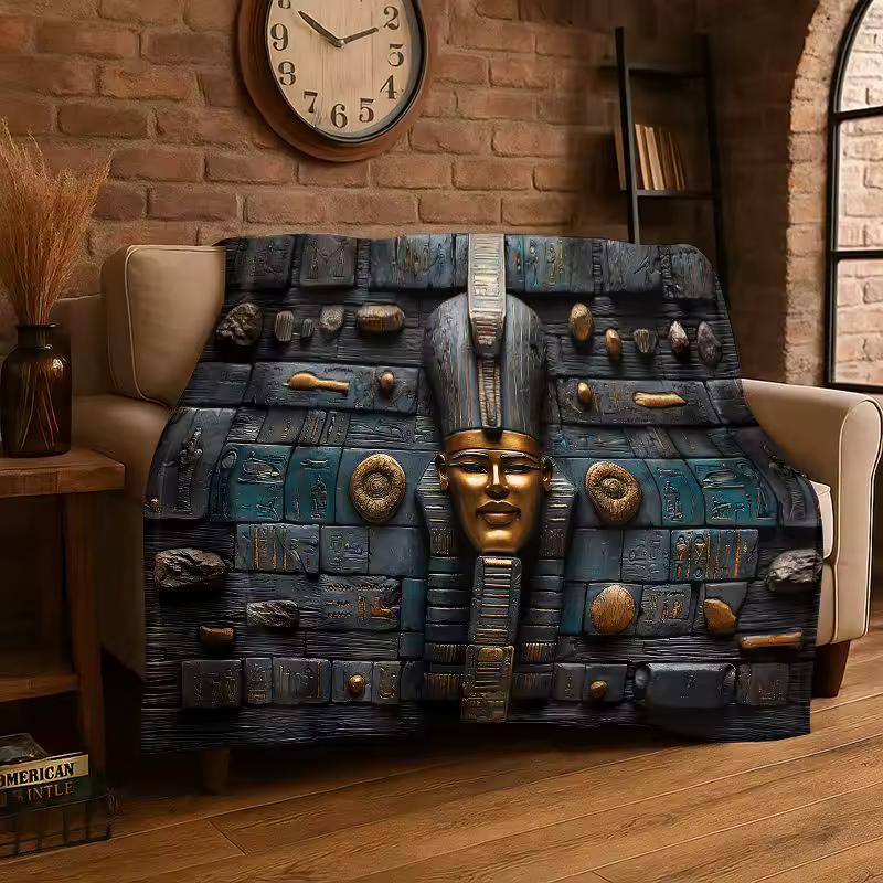 Retro Anubis Pharao Ägyptische Götter Flanelldecke Weiche Überwurfdecke für Schlafzimmer Wohnzimmer Bett Reise Camping Picknick Decke