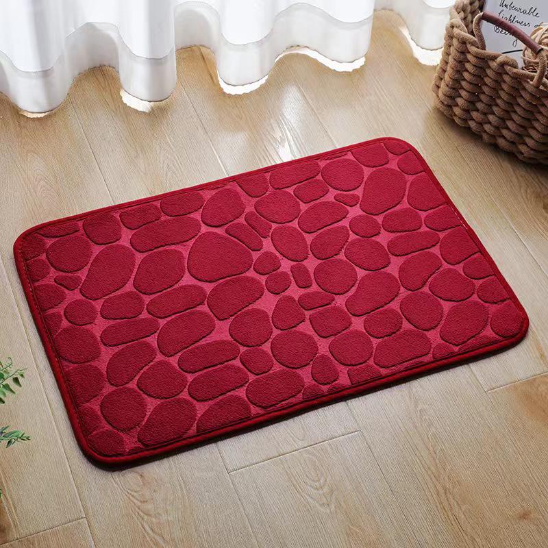 

Minimalist Absorbent Stone-Embossed Coral Fleece Bathroom Mat 40x60 cm червоний