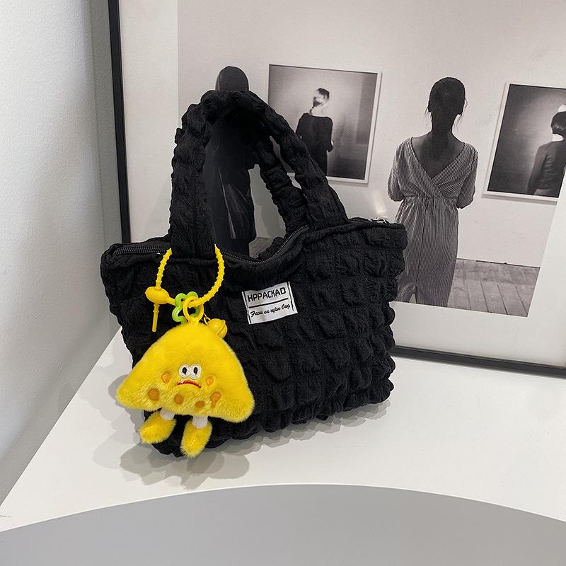 Korean Version Autumn and Winter Small Fresh Pleated Large Capacity Bubble Bag Handbag Women's New Fashion Hand Carry Tote Bag